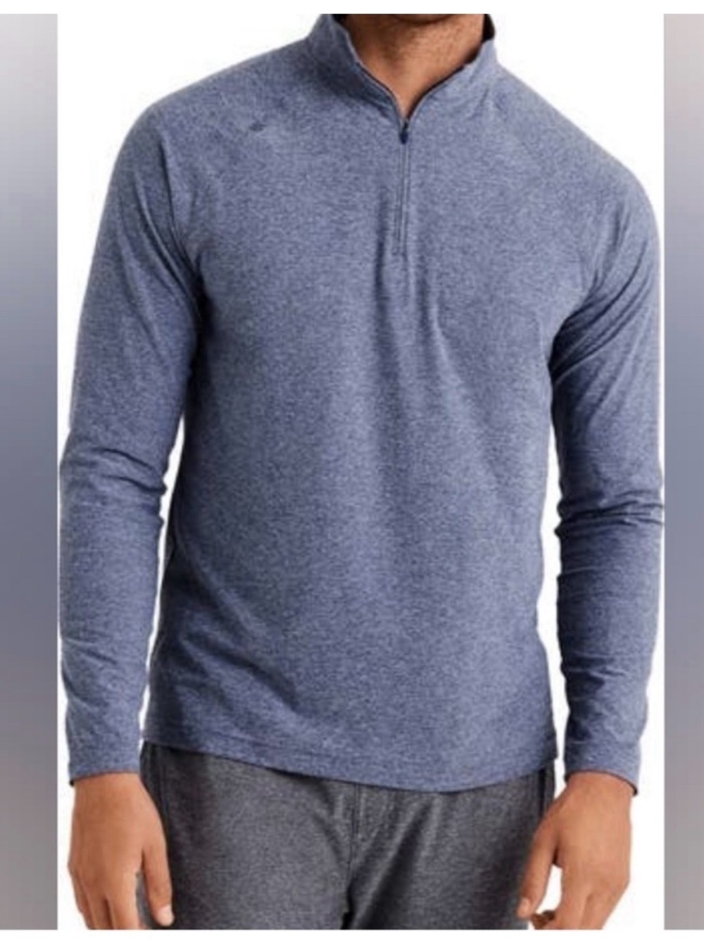 Rhone Reign Midweight 1/4 Zip Pullover in Heather Blue Gray XL